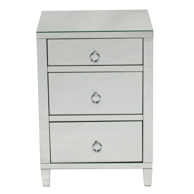 Glamour Mirrored 3 Drawer Bedside Table