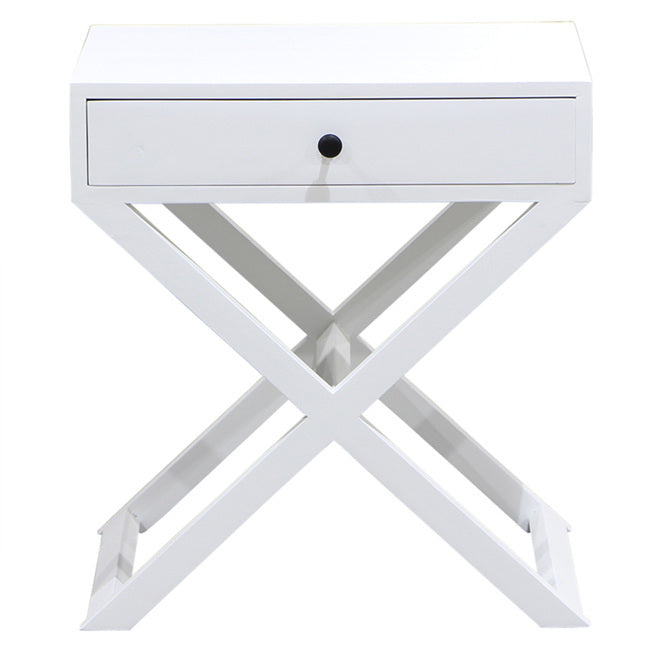 Nantucket Crossed Bedside Table in White -Set of 2