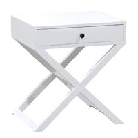 Nantucket Crossed Bedside Table in White -Set of 2